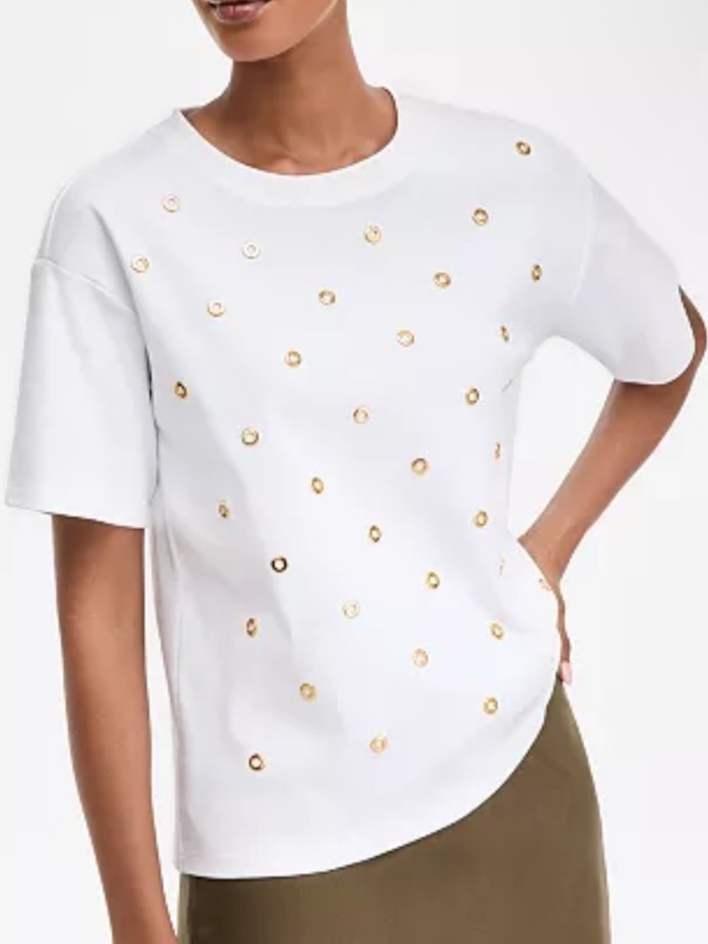 I.N.C. International Concepts Short-Sleeve Grommet Top NWT SZ-Med